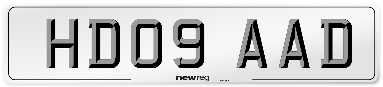 HD09 AAD Number Plate from New Reg